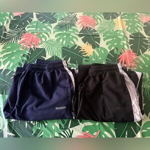 Reebok Men’s Black & Blue 2 Pairs Athletic Activewear Lined Pants M